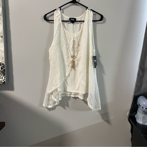 NWT by & by Cream Lace Tank Top - Picture 5 of 9